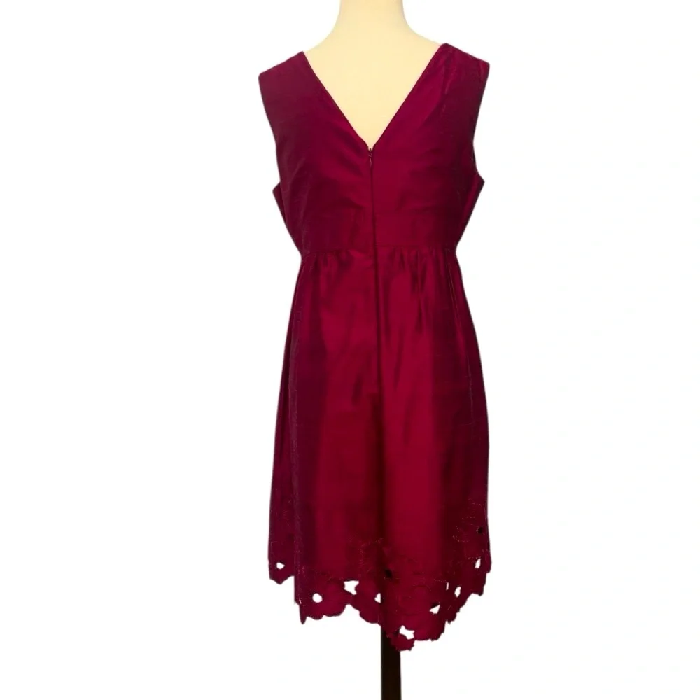 Adrianna Papell Burgundy Sleeveless V-neck Silk Cocktail Dress Size 10 - Picture 2 of 11